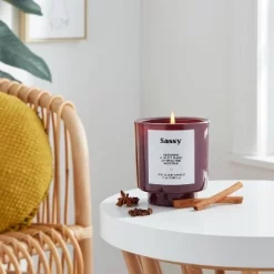 7oz Plum Exterior Painted Glass with Glass Lid Sassy Candle Purple - Opalhouse™