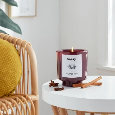 7oz Plum Exterior Painted Glass with Glass Lid Sassy Candle Purple - Opalhouse™ 1 7oz Plum Exterior Painted Glass with Glass Lid Sassy Candle Purple - Opalhouse™