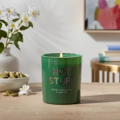 11oz Glass Cardamom & Jasmine Candle Green - Opalhouse™