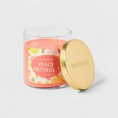 15.1oz Lidded Glass Jar 2-Wick Candle Peach Prosecco - Opalhouse™ 2 15.1oz Lidded Glass Jar 2-Wick Candle Peach Prosecco - Opalhouse™ - Image 2