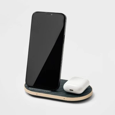 Qi 2-in-1 Wireless Charger - heyday™ Night Gray 1 Qi 2-in-1 Wireless Charger - heyday™ Night Gray