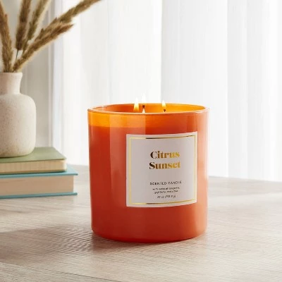 28oz Glass Jar 3-Wick Citrus Sunset Candle - Opalhouse™ 1 28oz Glass Jar 3-Wick Citrus Sunset Candle - Opalhouse™