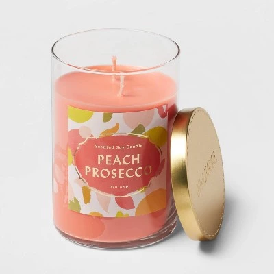 2-Wick Clear Glass Peach Prosecco Lidded Jar Candle 21.5oz - Opalhouse™ 2 2-Wick Clear Glass Peach Prosecco Lidded Jar Candle 21.5oz - Opalhouse™ - Image 2