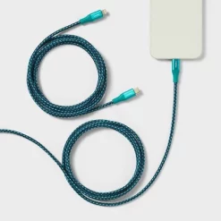 6' Lightning to USB-C Braided Cable 2pk - heyday™ Ocean Teal
