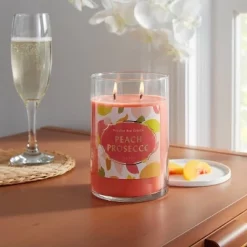 2-Wick Clear Glass Peach Prosecco Lidded Jar Candle 21.5oz - Opalhouse™