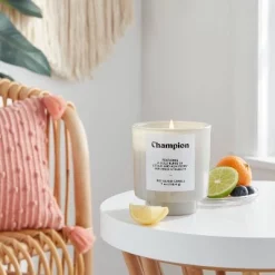 7oz Warm Gray Exterior Painted Glass with Glass Lid Champion Candle Gray - Opalhouse™