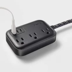 6' Surge Protector 3OL + 2C + 1A - heyday™ Black