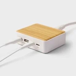 4 Port Charging Hub Horizontal 2C + 2A - heyday™ White Pine Wood