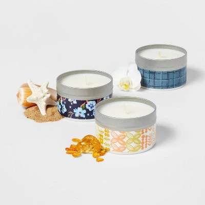 3pc Assorted Scent Mini Tin Candle Gift Set Yellow Tones 12.3oz - Opalhouse™ 2 3pc Assorted Scent Mini Tin Candle Gift Set Yellow Tones 12.3oz - Opalhouse™ - Image 2