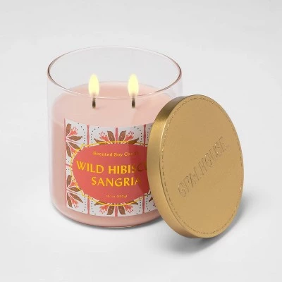 15.1oz Lidded Glass Jar 2-Wick Candle Wild Hibiscus Sangria - Opalhouse™ 1 15.1oz Lidded Glass Jar 2-Wick Candle Wild Hibiscus Sangria - Opalhouse™