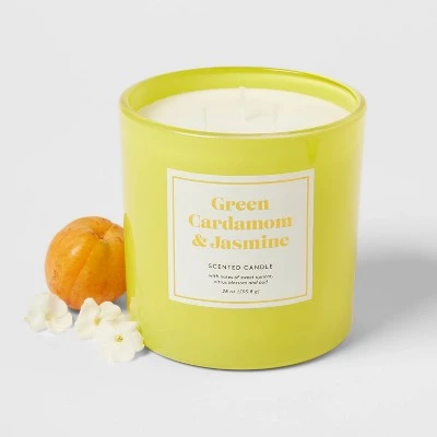 28oz Glass Jar 3-Wick Green Cardamom and Jasmine Candle - Opalhouse™ 2 28oz Glass Jar 3-Wick Green Cardamom and Jasmine Candle - Opalhouse™ - Image 2