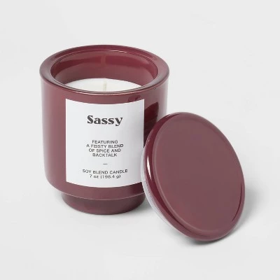 7oz Plum Exterior Painted Glass with Glass Lid Sassy Candle Purple - Opalhouse™ 2 7oz Plum Exterior Painted Glass with Glass Lid Sassy Candle Purple - Opalhouse™ - Image 2