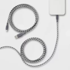 6' Lightning to USB-A 2pk Braided Cable - heyday™ Gunmetal/black/white