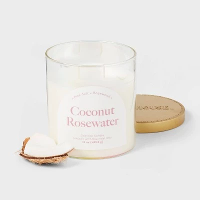 2-Wick 15oz Glass Jar Candle with Iridescent Sleeve Coconut Rosewater - Opalhouse™ 2 2-Wick 15oz Glass Jar Candle with Iridescent Sleeve Coconut Rosewater - Opalhouse™ - Image 2