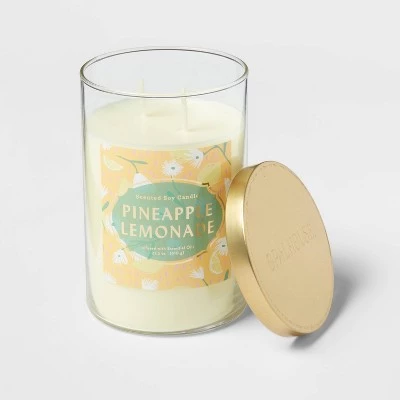 2-Wick Clear Glass Pineapple Lemonade Lidded Jar Candle 21.5oz - Opalhouse™ 2 2-Wick Clear Glass Pineapple Lemonade Lidded Jar Candle 21.5oz - Opalhouse™ - Image 2