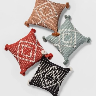 Embroidered Textured Diamond Throw Pillow Black/Cream - Opalhouse™ 4 Embroidered Textured Diamond Throw Pillow Black/Cream - Opalhouse™ - Image 4