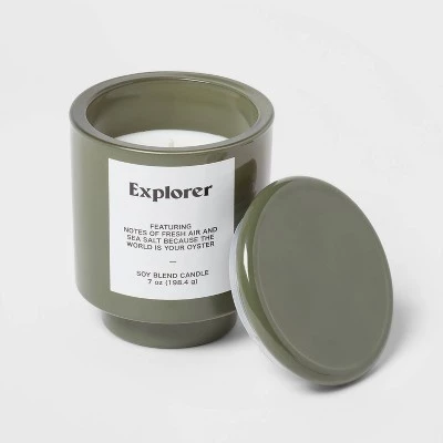 7oz Forest Exterior Painted Glass with Glass Lid Explorer Candle Green - Opalhouse™ 2 7oz Forest Exterior Painted Glass with Glass Lid Explorer Candle Green - Opalhouse™ - Image 2