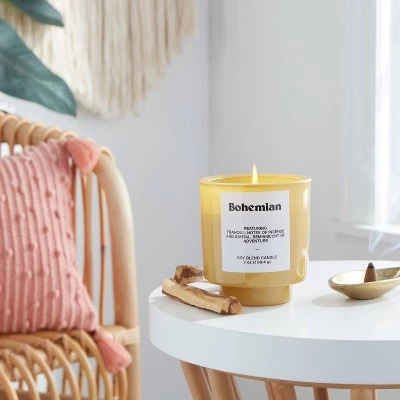 7oz Gold Exterior Painted Glass with Glass Lid Bohemian Candle Yellow - Opalhouse™ 1 7oz Gold Exterior Painted Glass with Glass Lid Bohemian Candle Yellow - Opalhouse™