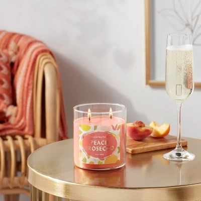 15.1oz Lidded Glass Jar 2-Wick Candle Peach Prosecco - Opalhouse™ 1 15.1oz Lidded Glass Jar 2-Wick Candle Peach Prosecco - Opalhouse™