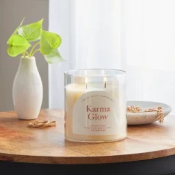 2-Wick 15oz Glass Jar Candle with Iridescent Sleeve Karma Glow - Opalhouse™