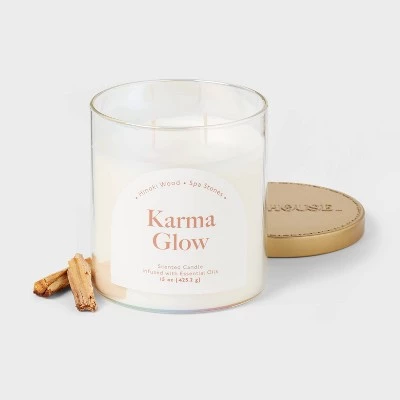 2-Wick 15oz Glass Jar Candle with Iridescent Sleeve Karma Glow - Opalhouse™ 2 2-Wick 15oz Glass Jar Candle with Iridescent Sleeve Karma Glow - Opalhouse™ - Image 2