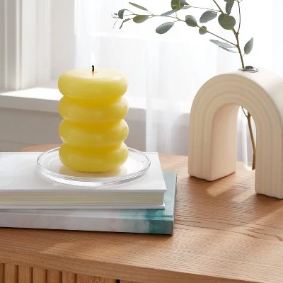 Shaped Pillar Candle Stacked Yellow - Opalhouse™ 1 Shaped Pillar Candle Stacked Yellow - Opalhouse™