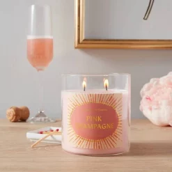 15.1oz Lidded Glass Jar 2-Wick Candle Pink Champagne - Opalhouse™