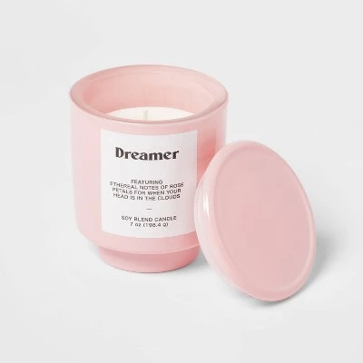 7oz Pink Exterior Painted Glass with Glass Lid Dreamer Candle Pink - Opalhouse™ 2 7oz Pink Exterior Painted Glass with Glass Lid Dreamer Candle Pink - Opalhouse™ - Image 2