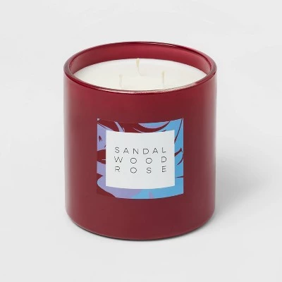3-Wick 28oz Glass Sandalwood Rose Candle Burgundy - Opalhouse™ 2 3-Wick 28oz Glass Sandalwood Rose Candle Burgundy - Opalhouse™ - Image 2