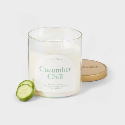 2-Wick 15oz Glass Jar Candle with Iridescent Sleeve Cucumber Chill - Opalhouse™ 2 2-Wick 15oz Glass Jar Candle with Iridescent Sleeve Cucumber Chill - Opalhouse™ - Image 2