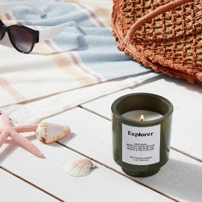 7oz Forest Exterior Painted Glass with Glass Lid Explorer Candle Green - Opalhouse™ 1 7oz Forest Exterior Painted Glass with Glass Lid Explorer Candle Green - Opalhouse™