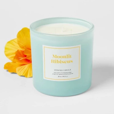 28oz Glass Jar 3-Wick Moonlit Hibiscus Candle - Opalhouse™ 2 28oz Glass Jar 3-Wick Moonlit Hibiscus Candle - Opalhouse™ - Image 2