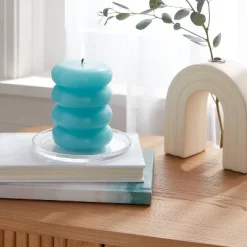 Shaped Pillar Candle Stacked Blue - Opalhouse™